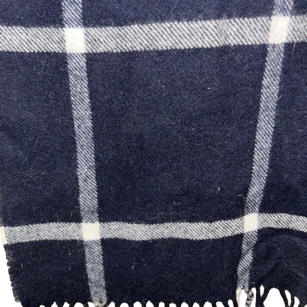 Italian Woolen Treasures super soft cashmere blue white plaid scarf UNISEX